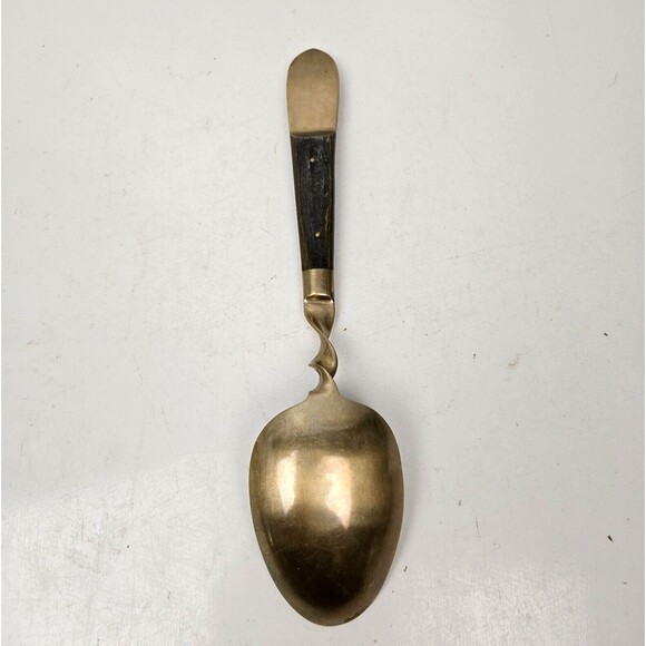 Vintage Large Serving Fork & Spoon Buddha Bronze Brass Rosewood Siam Thailand 10 - Picture 11 of 11